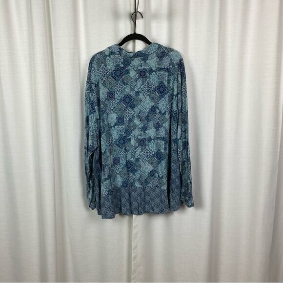 J.Jill Blue Pattern Popover Blouse Sz.4X - Picture 5 of 9